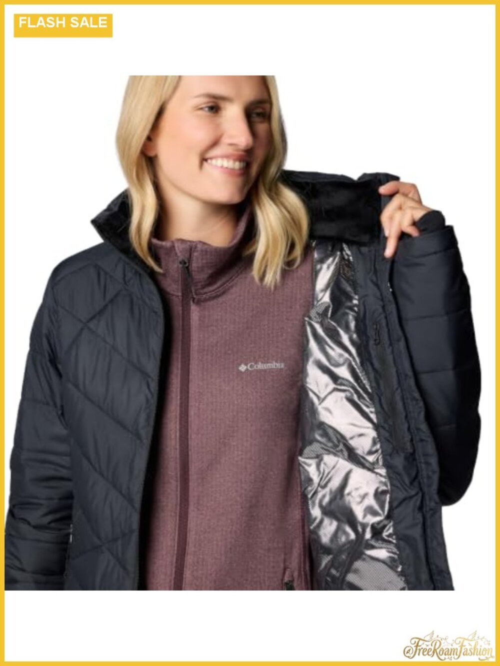 Heavenly Quilted Omni-Heat Water Resistant Fleece Collar Winter Jacket